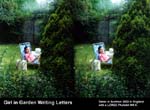 Girl in Garden Writing Letters